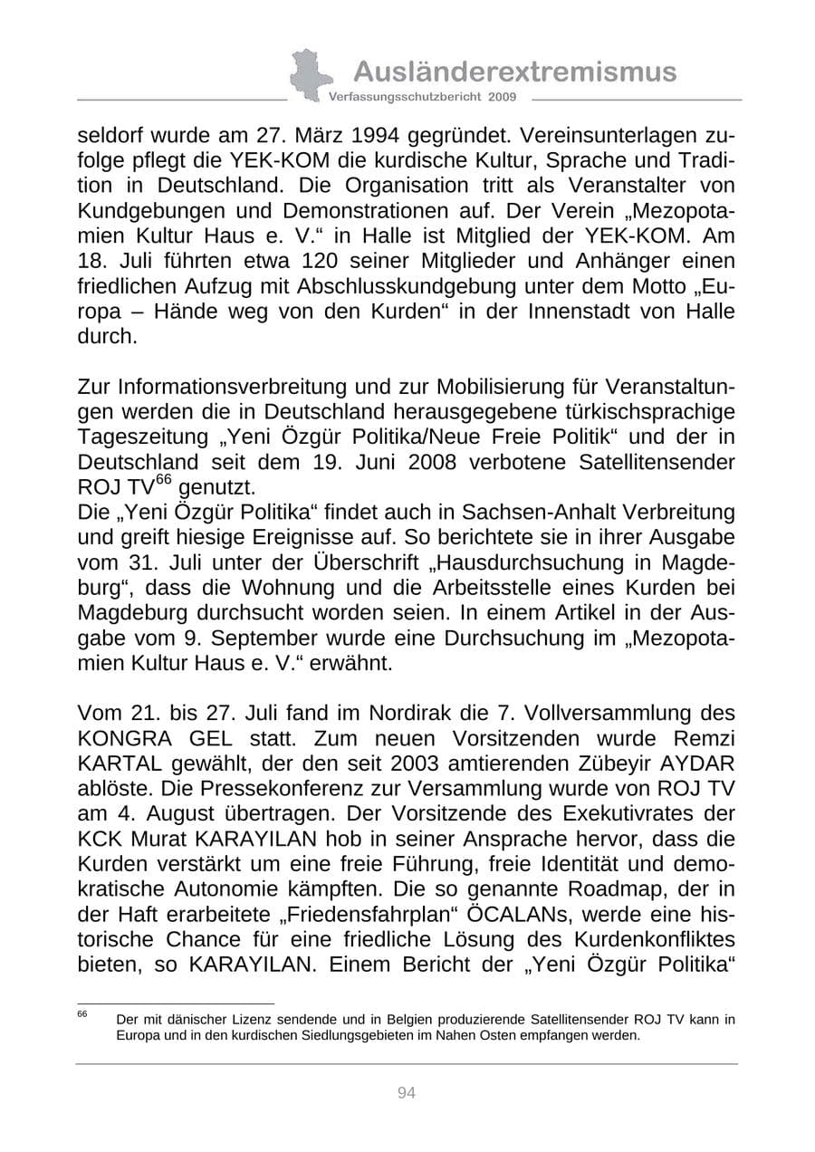 Seite 102 des Verfassungsschutzbericht 2009 Sachsen-Anhalt