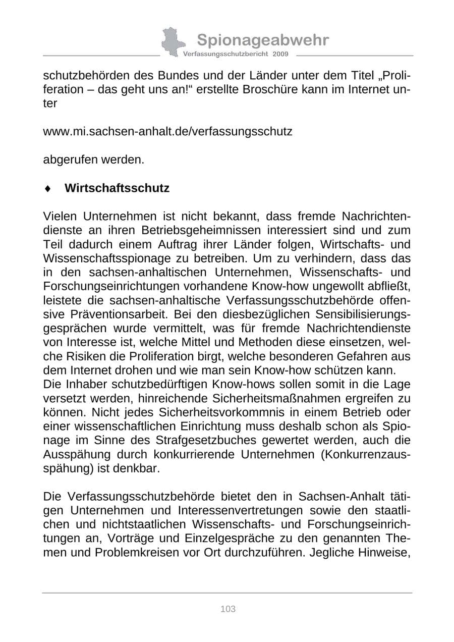 Seite 111 des Verfassungsschutzbericht 2009 Sachsen-Anhalt