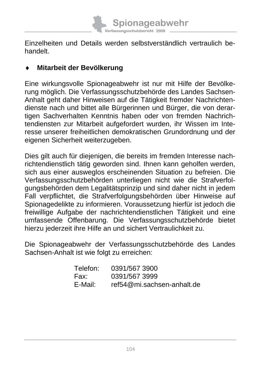 Seite 112 des Verfassungsschutzbericht 2009 Sachsen-Anhalt
