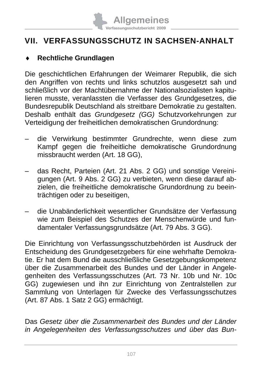Seite 115 des Verfassungsschutzbericht 2009 Sachsen-Anhalt