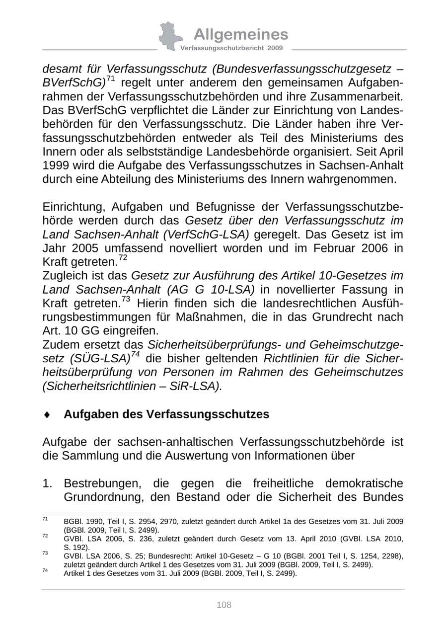 Seite 116 des Verfassungsschutzbericht 2009 Sachsen-Anhalt