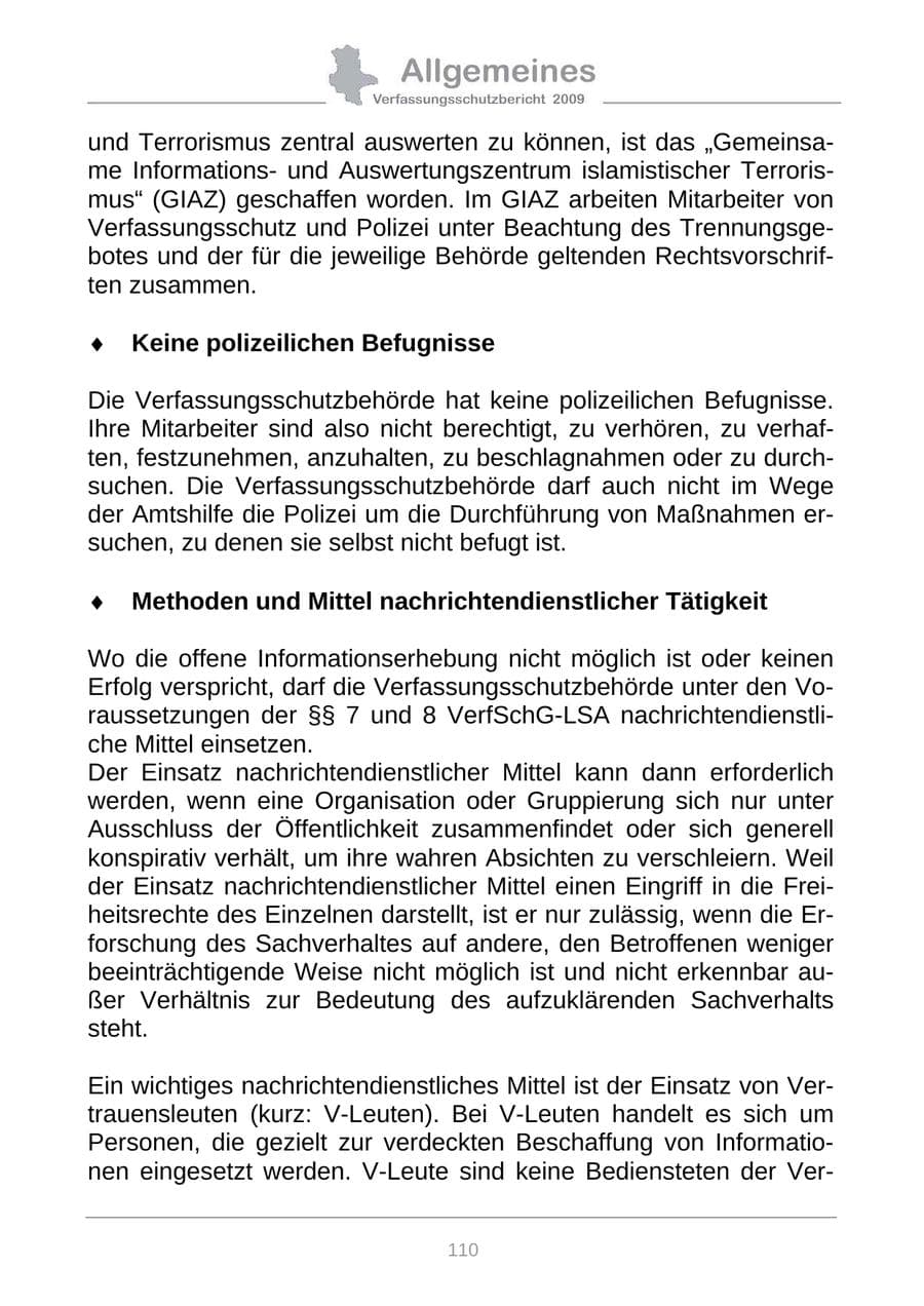 Seite 118 des Verfassungsschutzbericht 2009 Sachsen-Anhalt