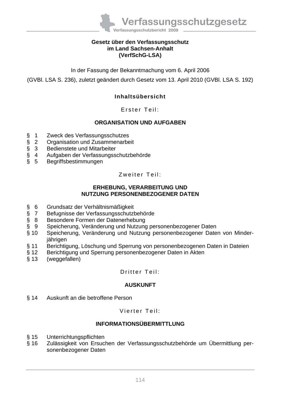 Seite 122 des Verfassungsschutzbericht 2009 Sachsen-Anhalt