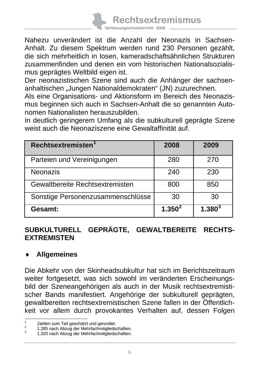 Seite 14 des Verfassungsschutzbericht 2009 Sachsen-Anhalt