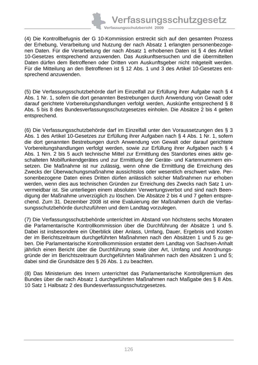 Seite 134 des Verfassungsschutzbericht 2009 Sachsen-Anhalt