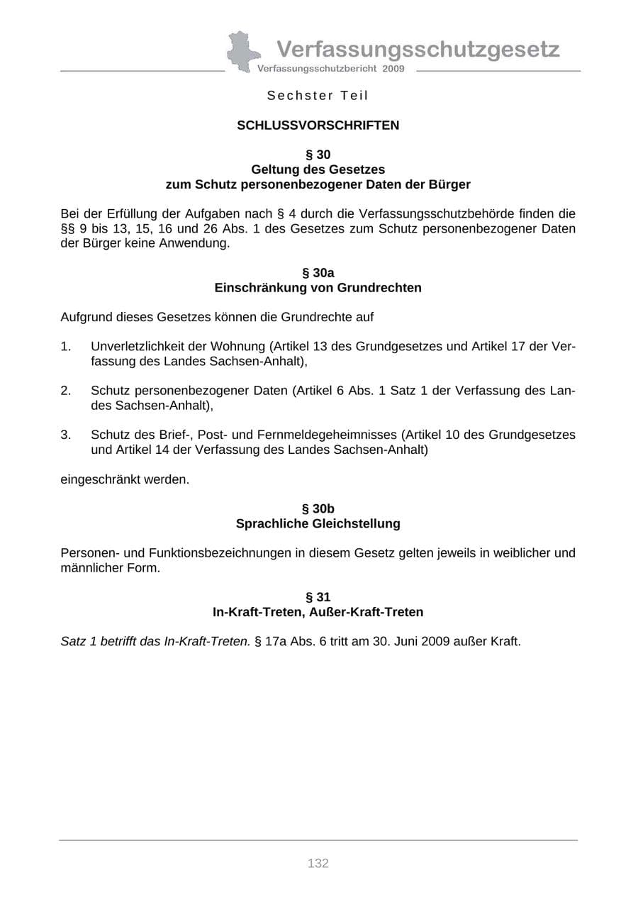 Seite 140 des Verfassungsschutzbericht 2009 Sachsen-Anhalt