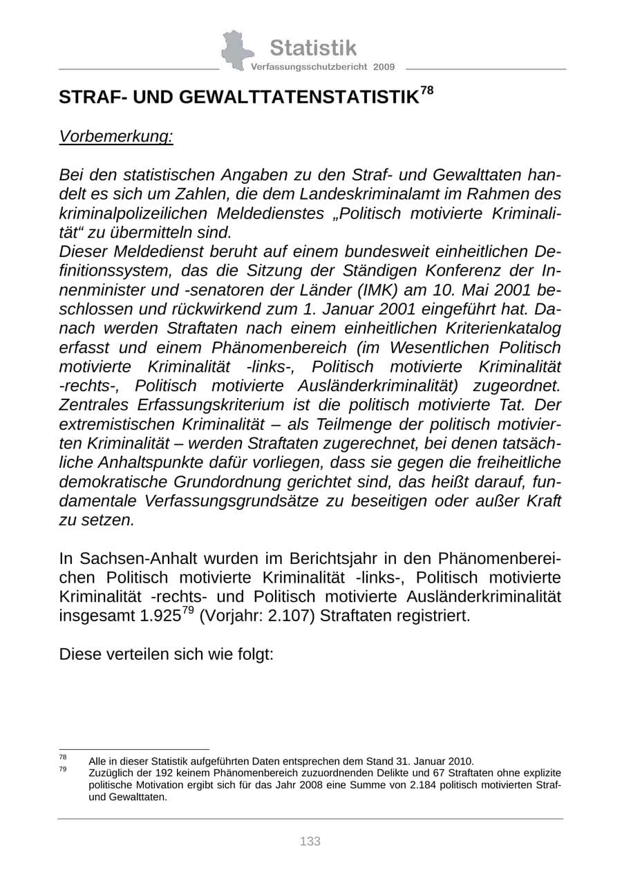 Seite 141 des Verfassungsschutzbericht 2009 Sachsen-Anhalt