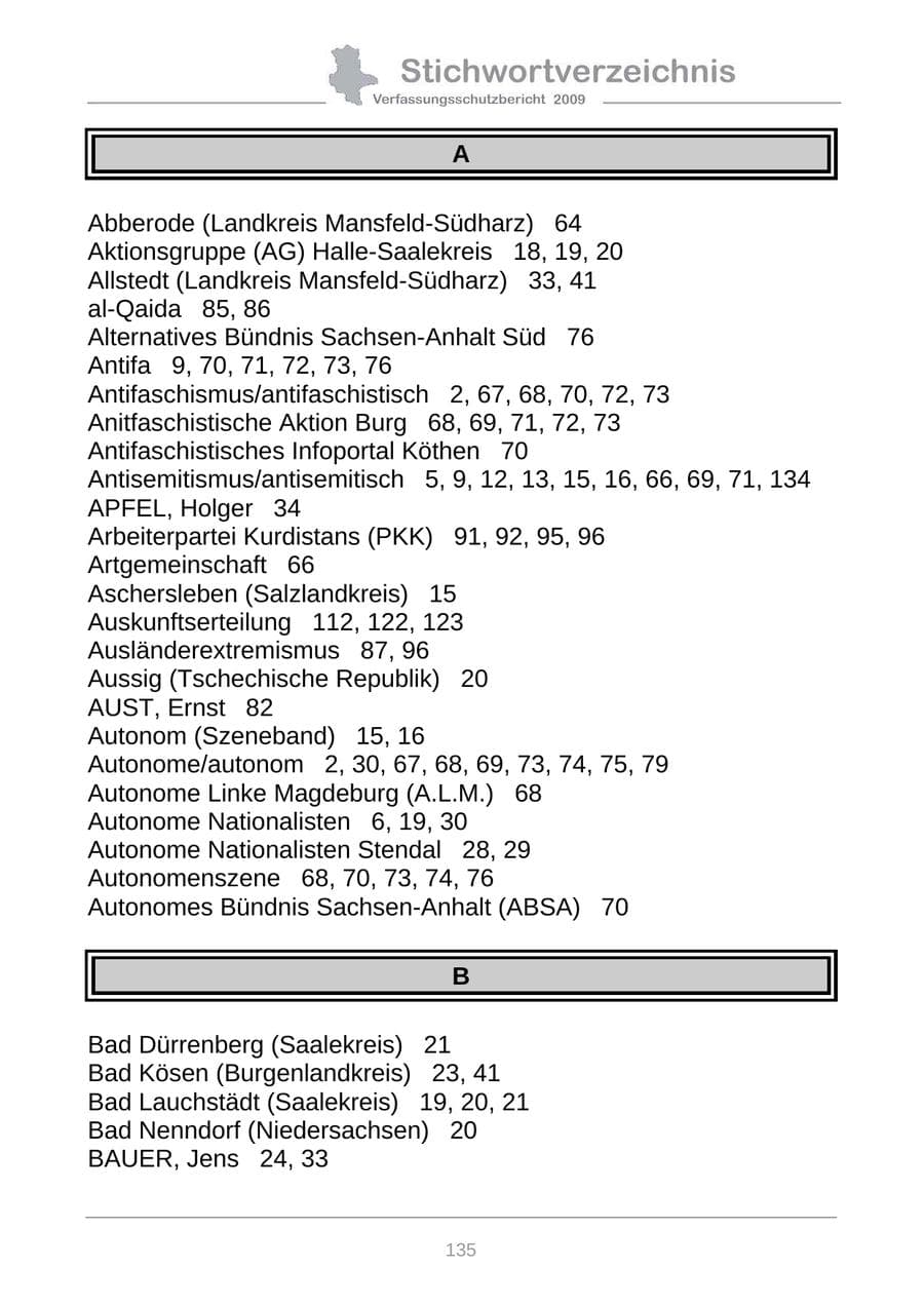 Seite 143 des Verfassungsschutzbericht 2009 Sachsen-Anhalt