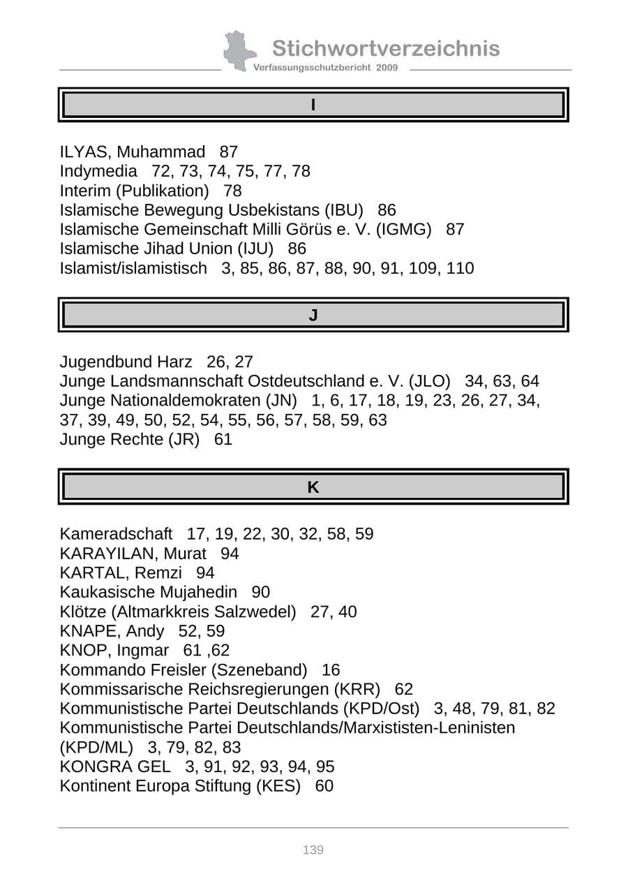 Seite 147 des Verfassungsschutzbericht 2009 Sachsen-Anhalt
