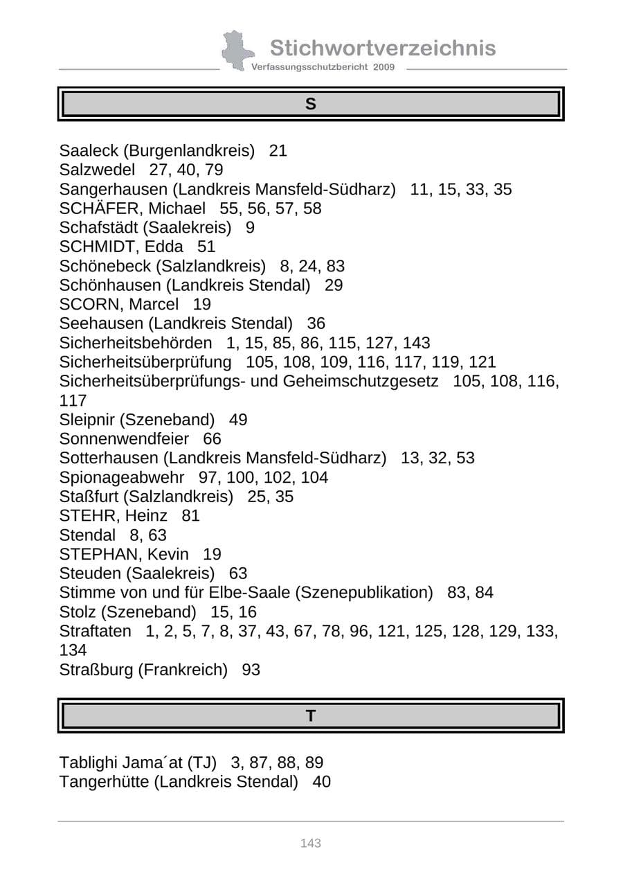 Seite 151 des Verfassungsschutzbericht 2009 Sachsen-Anhalt