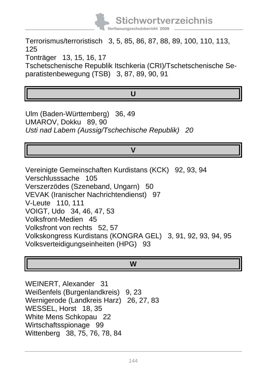 Seite 152 des Verfassungsschutzbericht 2009 Sachsen-Anhalt
