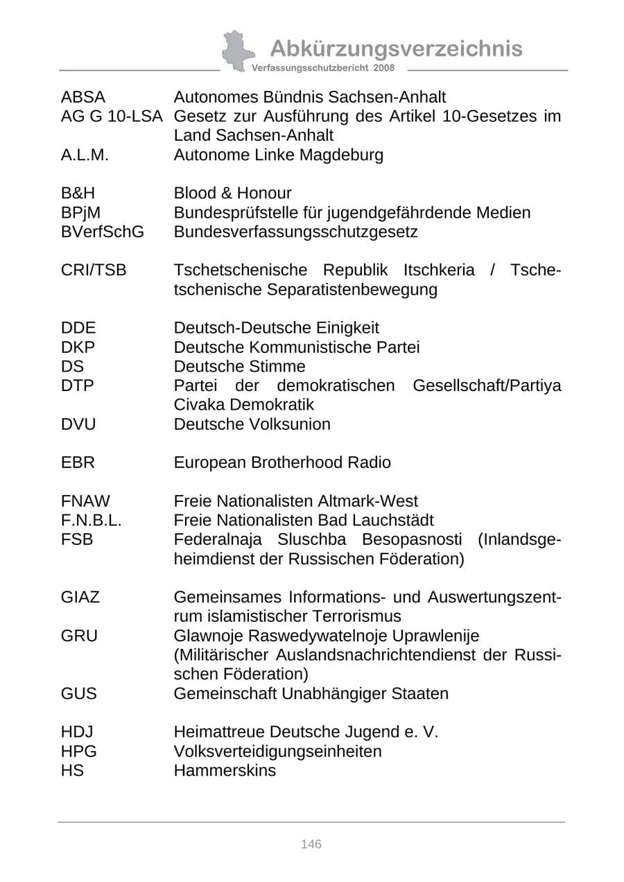 Seite 154 des Verfassungsschutzbericht 2009 Sachsen-Anhalt