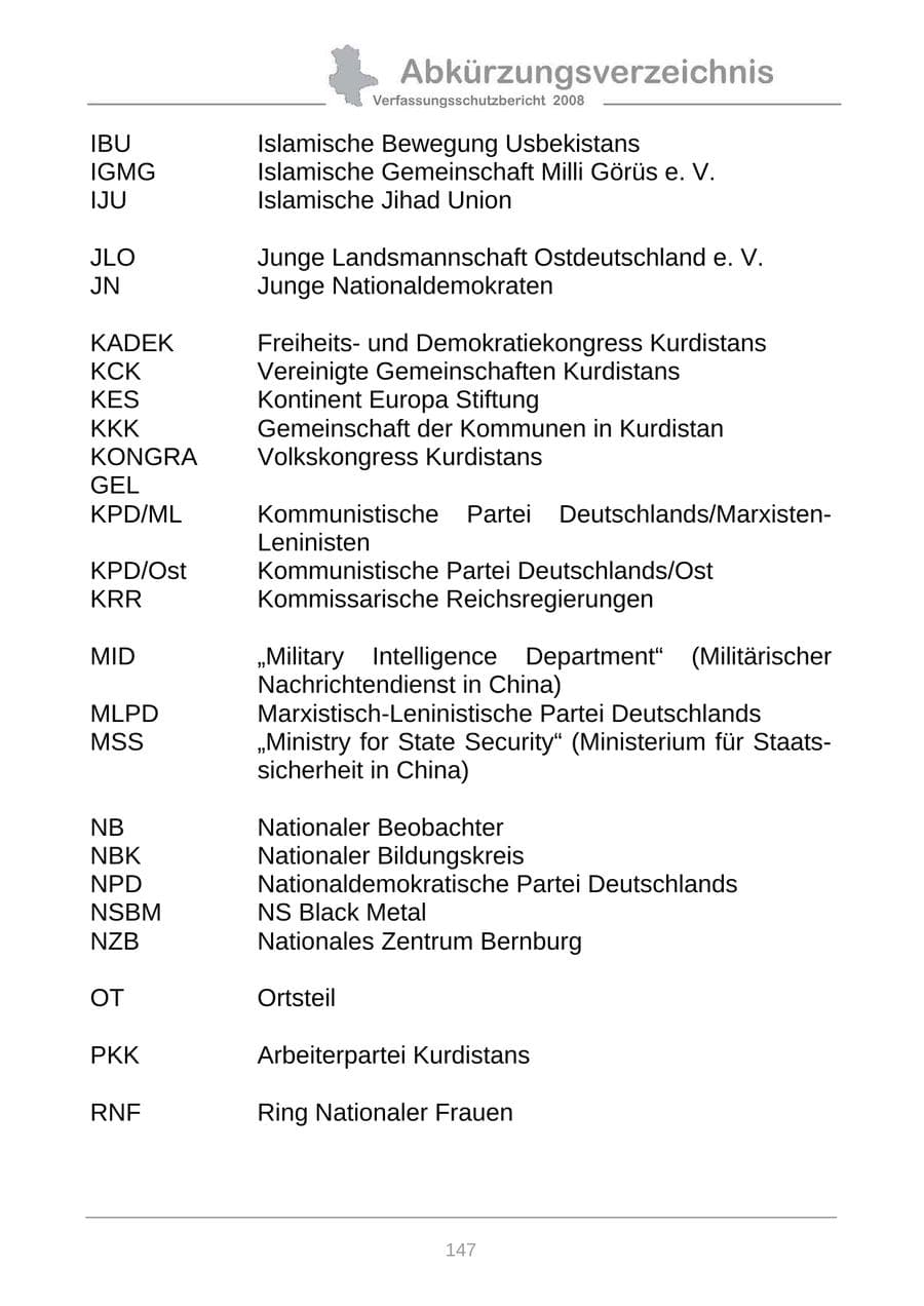 Seite 155 des Verfassungsschutzbericht 2009 Sachsen-Anhalt
