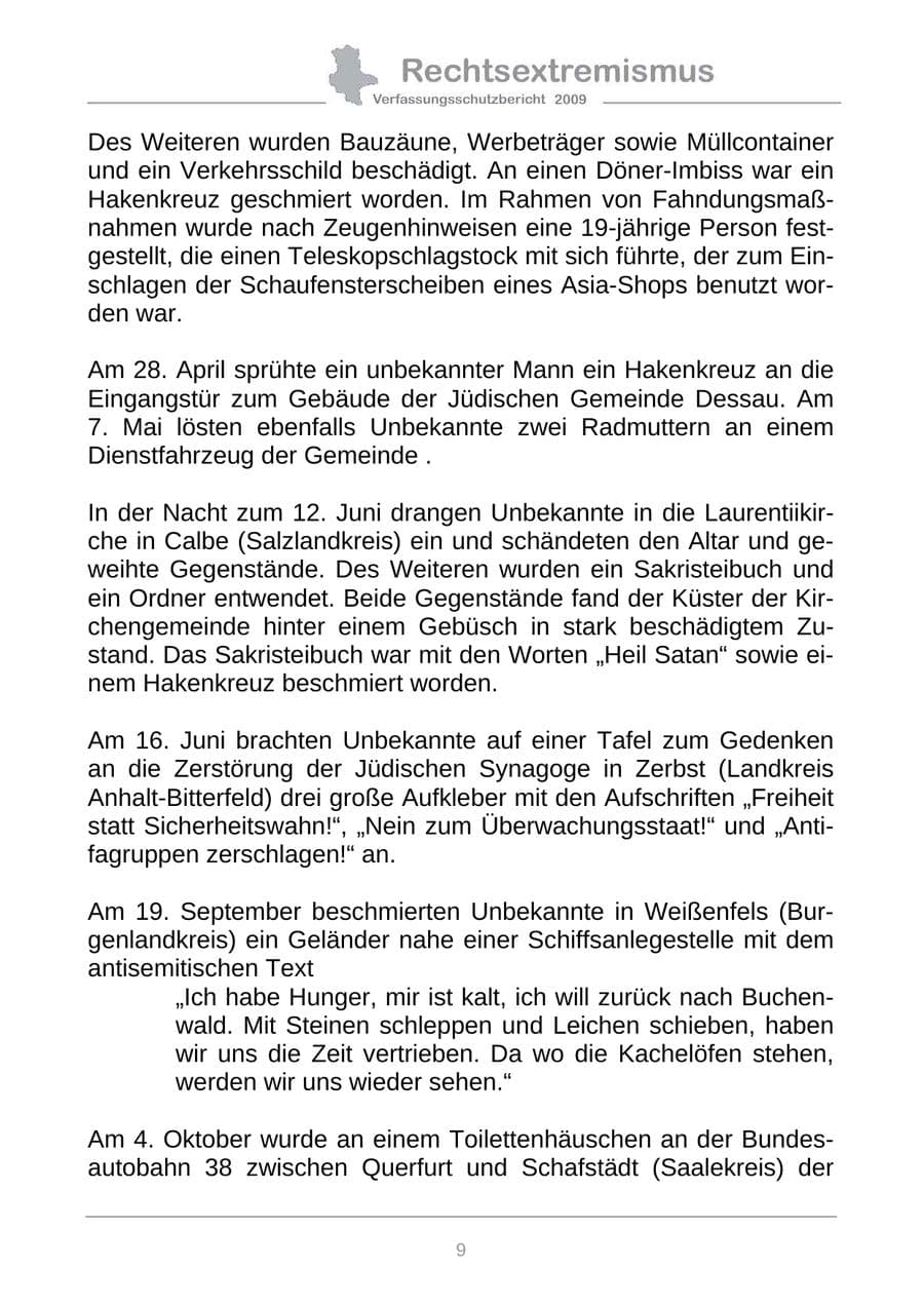 Seite 17 des Verfassungsschutzbericht 2009 Sachsen-Anhalt