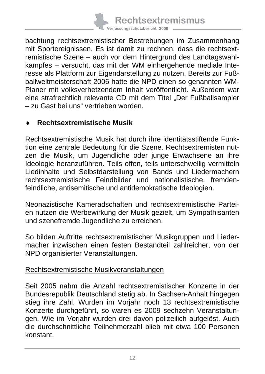 Seite 20 des Verfassungsschutzbericht 2009 Sachsen-Anhalt