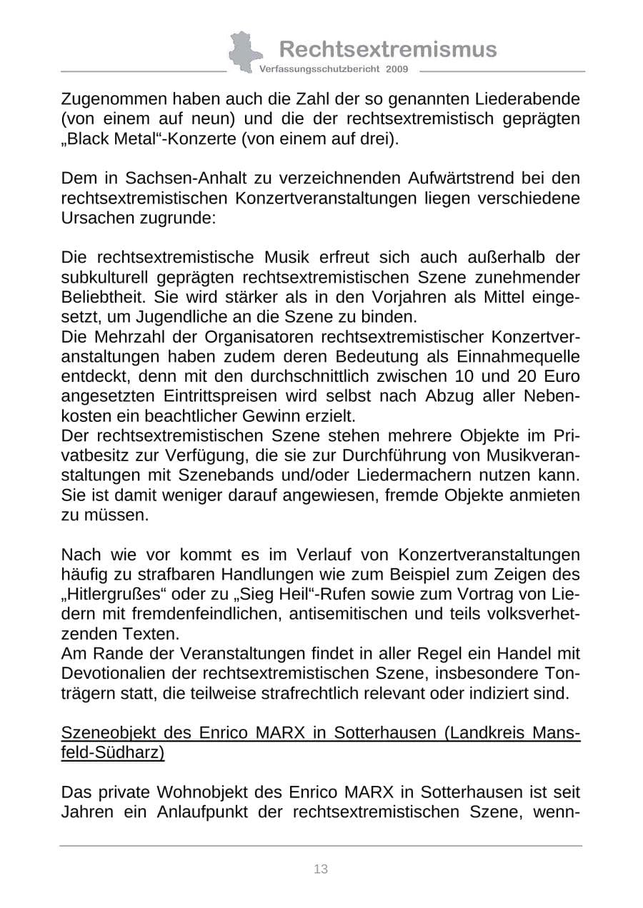 Seite 21 des Verfassungsschutzbericht 2009 Sachsen-Anhalt