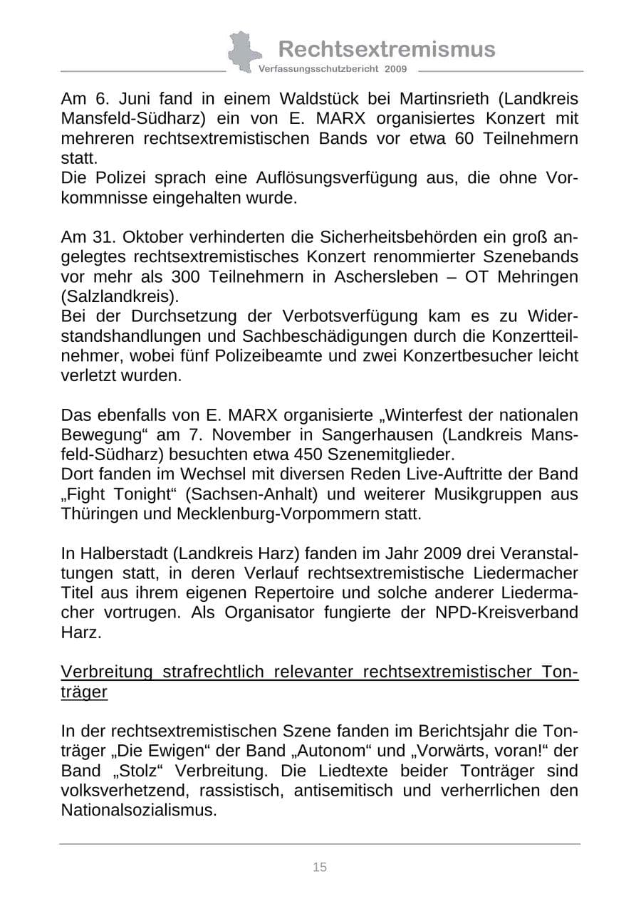 Seite 23 des Verfassungsschutzbericht 2009 Sachsen-Anhalt