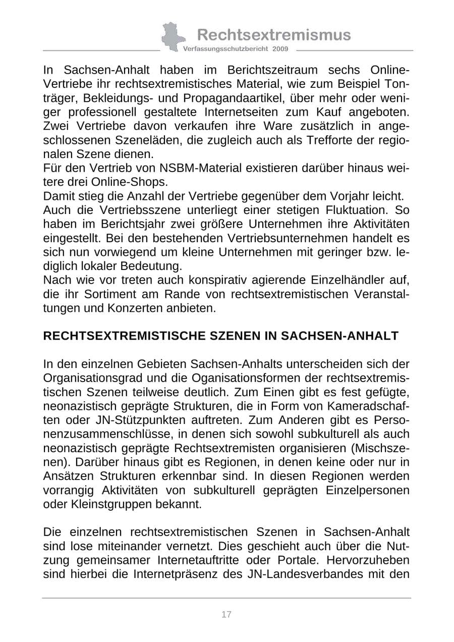 Seite 25 des Verfassungsschutzbericht 2009 Sachsen-Anhalt