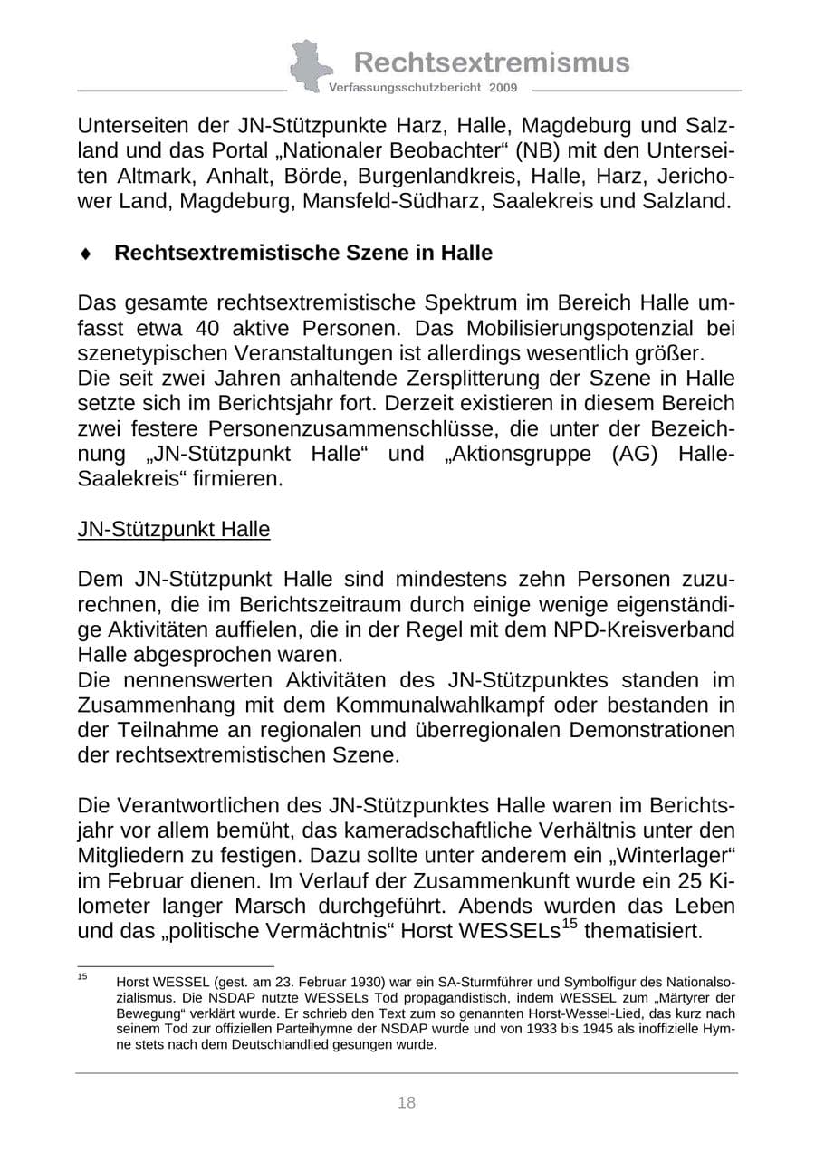 Seite 26 des Verfassungsschutzbericht 2009 Sachsen-Anhalt