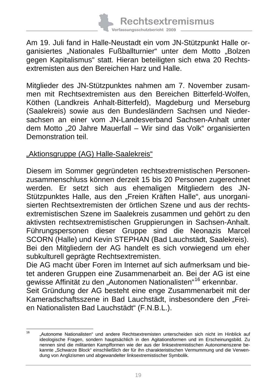 Seite 27 des Verfassungsschutzbericht 2009 Sachsen-Anhalt