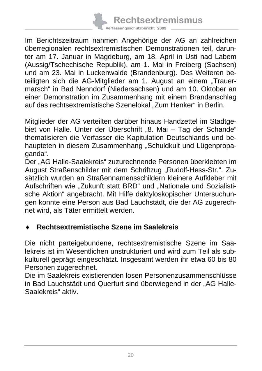 Seite 28 des Verfassungsschutzbericht 2009 Sachsen-Anhalt
