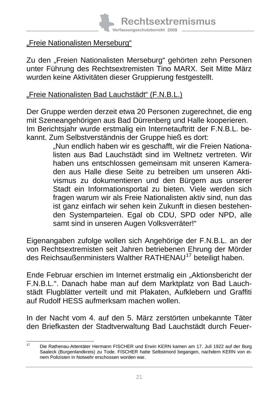 Seite 29 des Verfassungsschutzbericht 2009 Sachsen-Anhalt