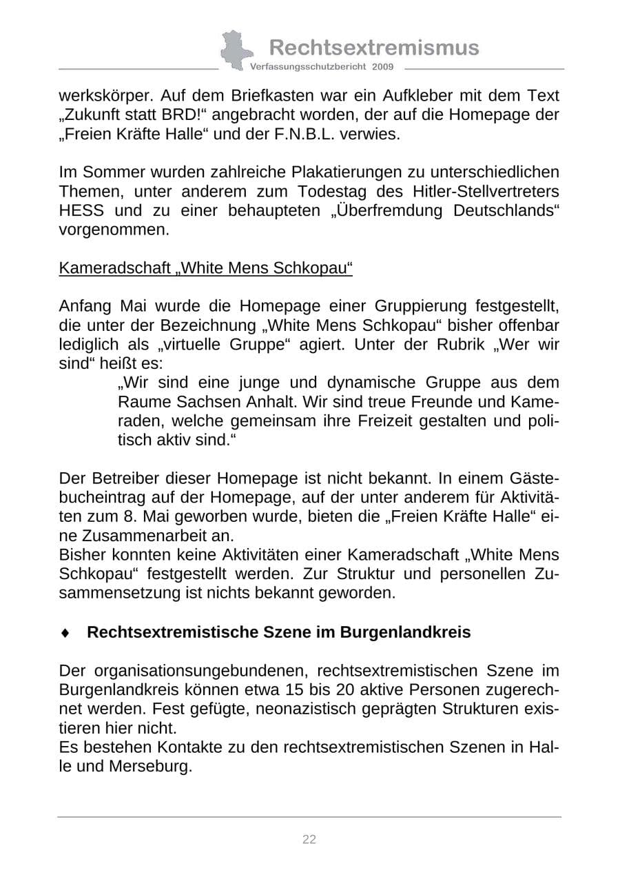 Seite 30 des Verfassungsschutzbericht 2009 Sachsen-Anhalt