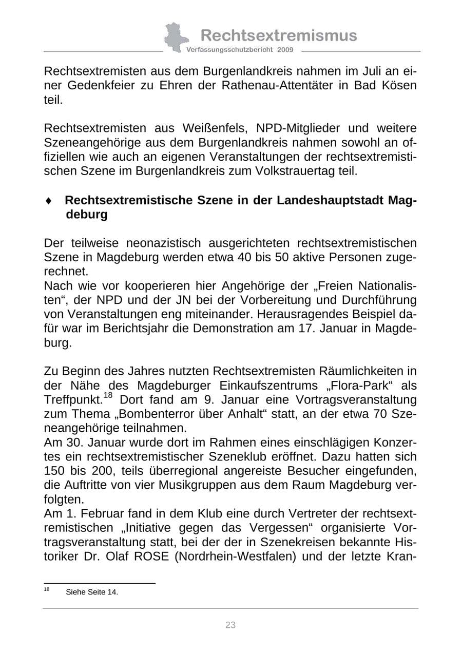 Seite 31 des Verfassungsschutzbericht 2009 Sachsen-Anhalt