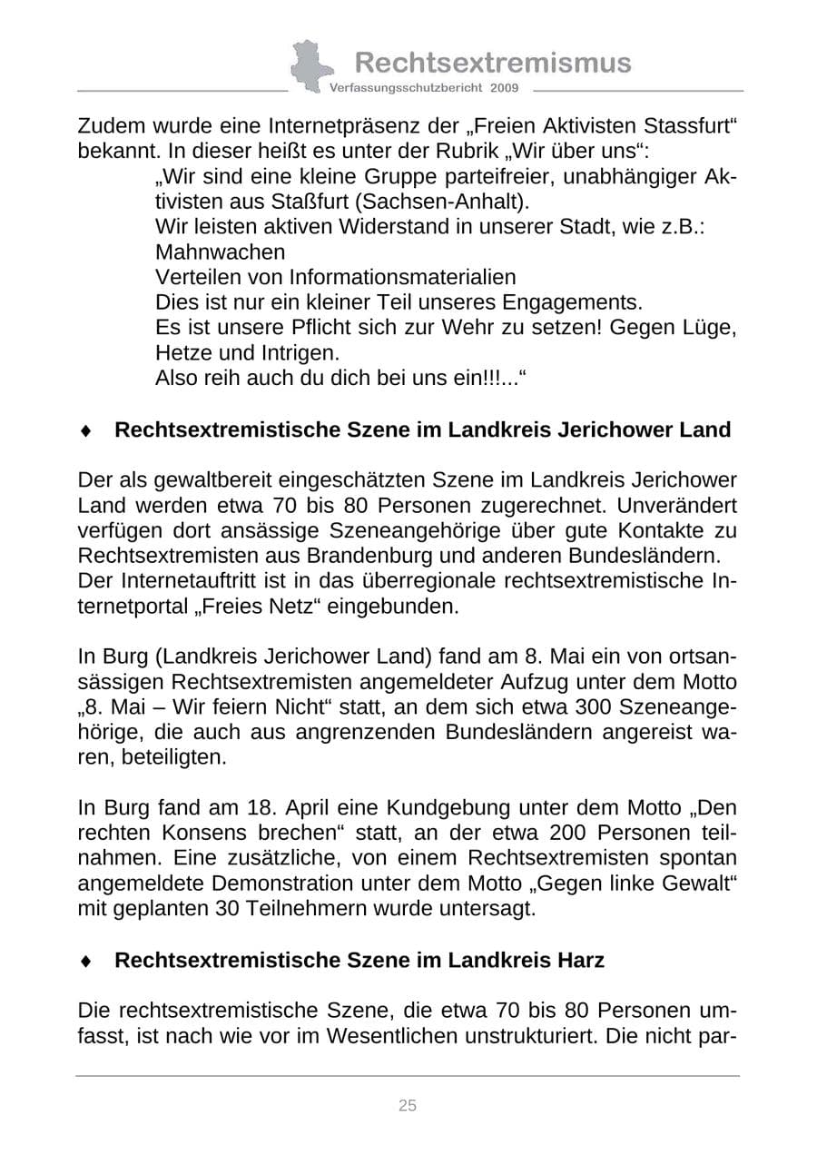 Seite 33 des Verfassungsschutzbericht 2009 Sachsen-Anhalt