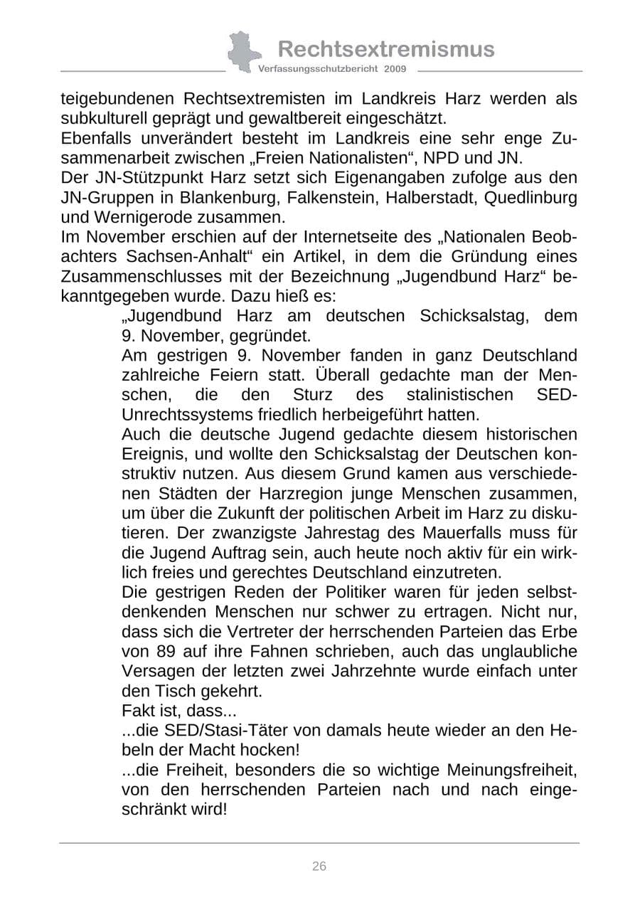 Seite 34 des Verfassungsschutzbericht 2009 Sachsen-Anhalt
