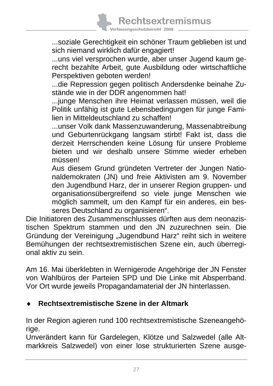Seite 35 des Verfassungsschutzbericht 2009 Sachsen-Anhalt