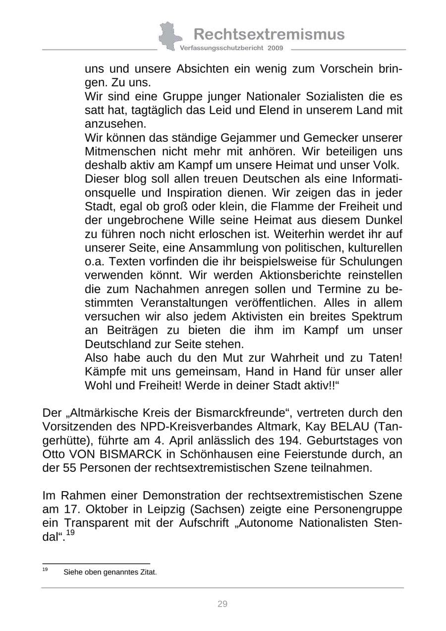 Seite 37 des Verfassungsschutzbericht 2009 Sachsen-Anhalt