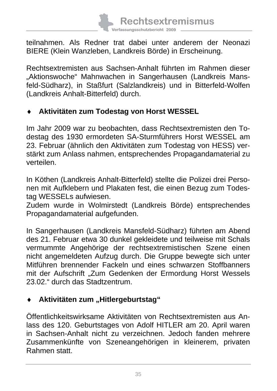 Seite 43 des Verfassungsschutzbericht 2009 Sachsen-Anhalt