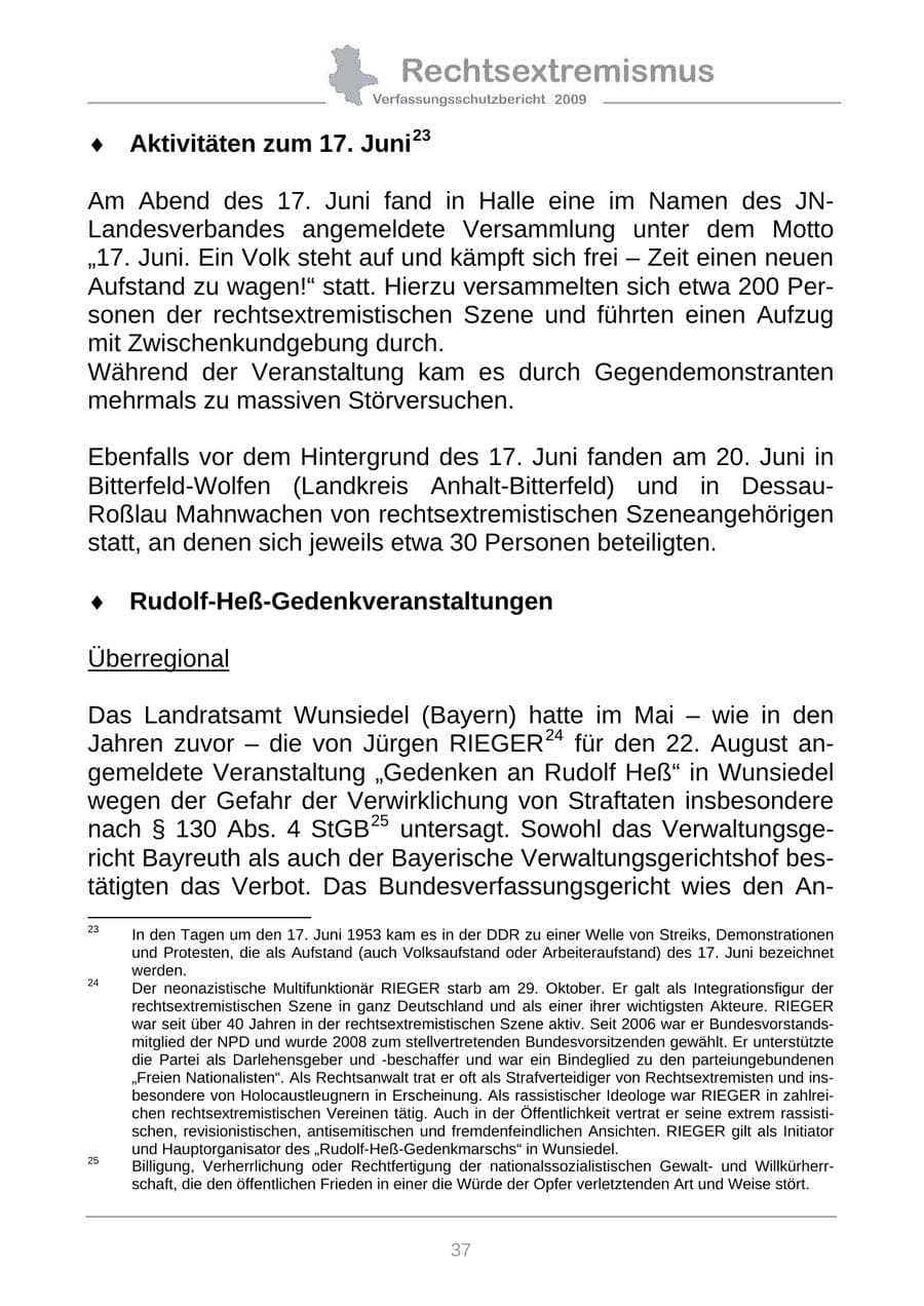 Seite 45 des Verfassungsschutzbericht 2009 Sachsen-Anhalt