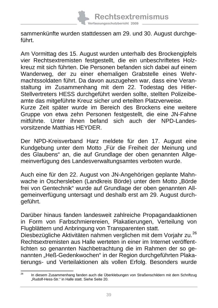 Seite 47 des Verfassungsschutzbericht 2009 Sachsen-Anhalt