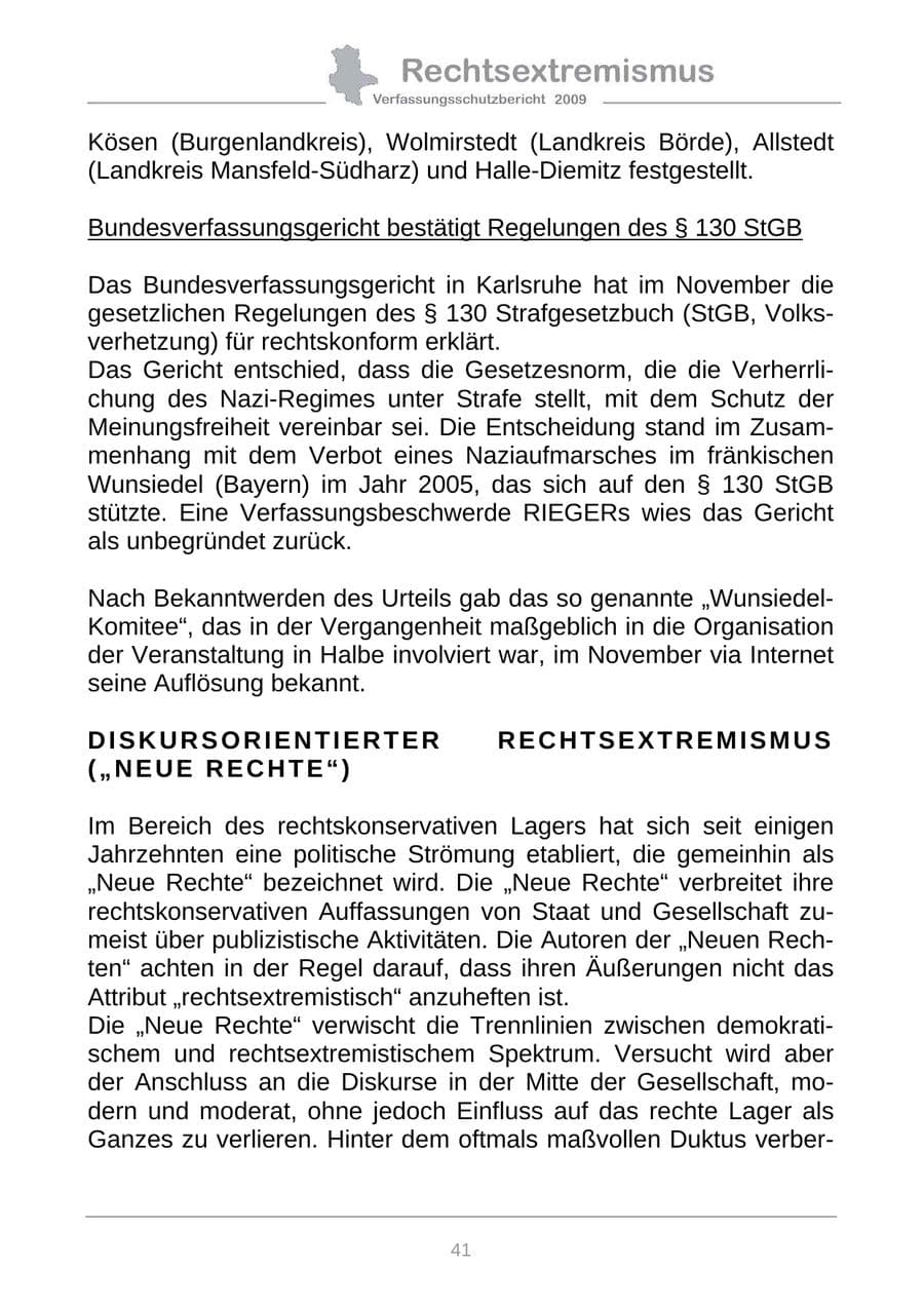 Seite 49 des Verfassungsschutzbericht 2009 Sachsen-Anhalt