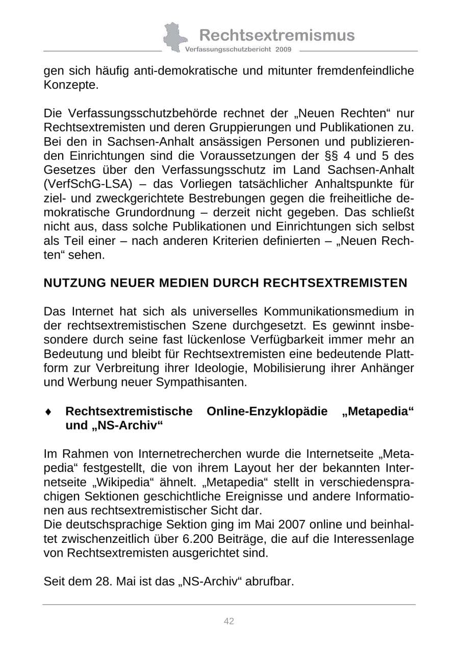 Seite 50 des Verfassungsschutzbericht 2009 Sachsen-Anhalt