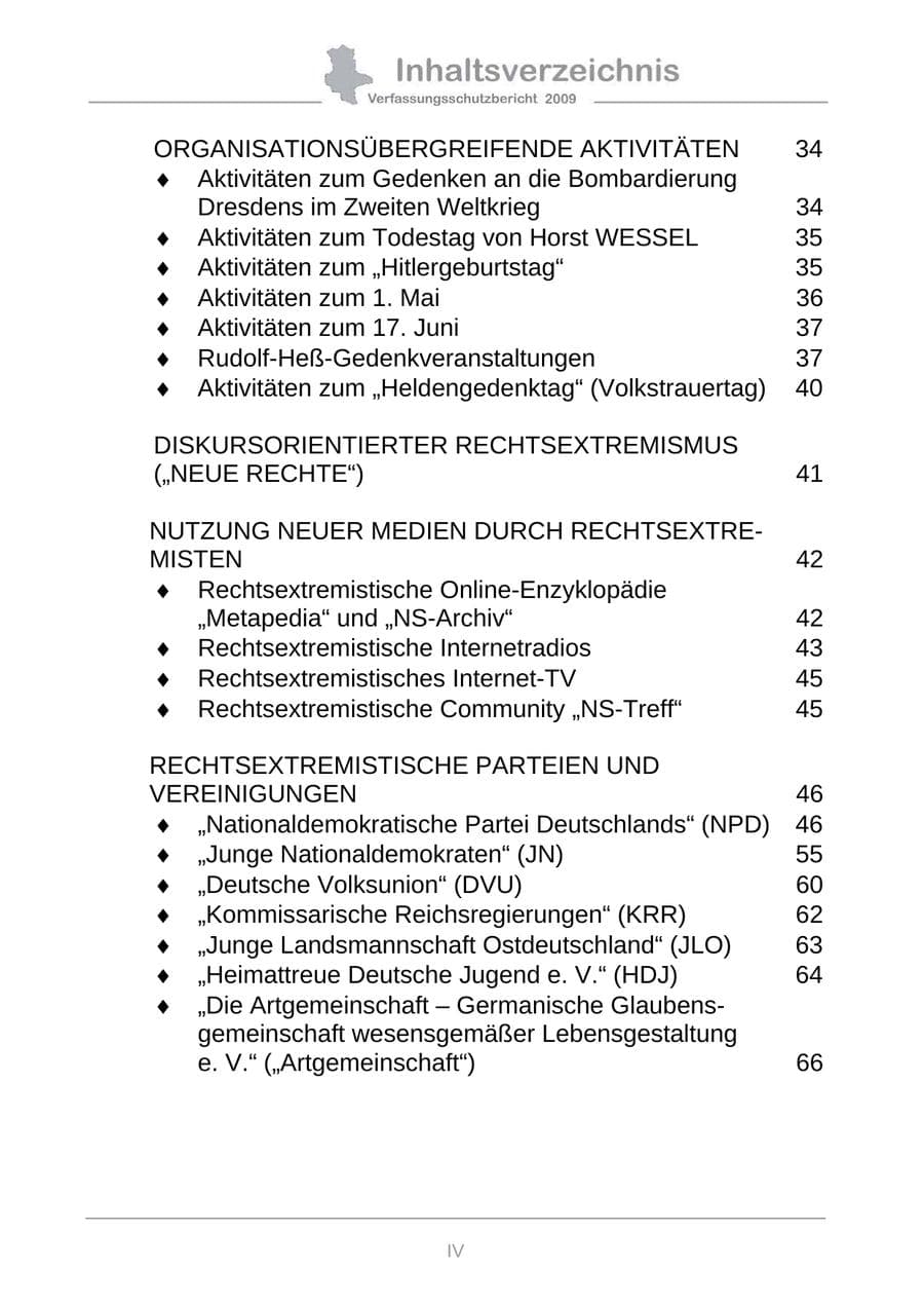 Seite 6 des Verfassungsschutzbericht 2009 Sachsen-Anhalt