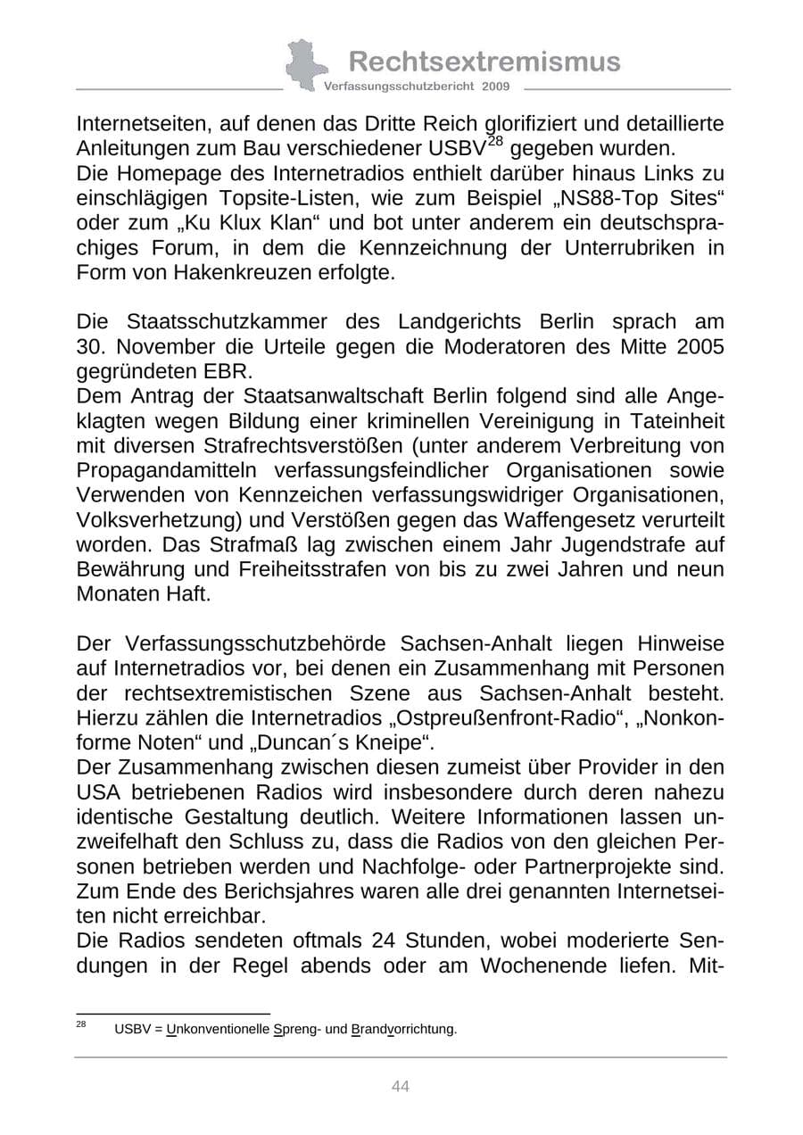 Seite 52 des Verfassungsschutzbericht 2009 Sachsen-Anhalt