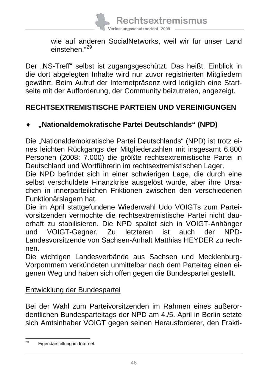 Seite 54 des Verfassungsschutzbericht 2009 Sachsen-Anhalt