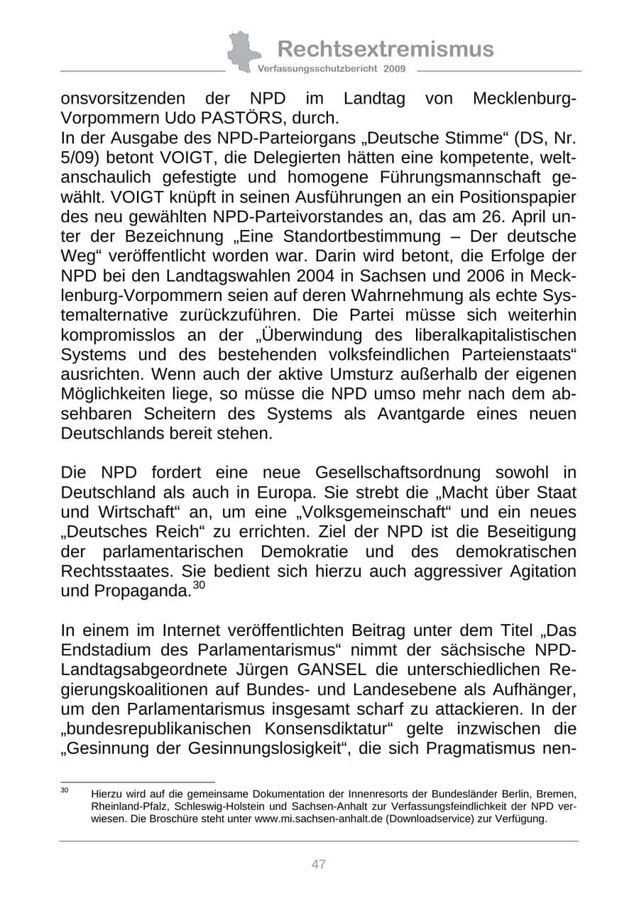 Seite 55 des Verfassungsschutzbericht 2009 Sachsen-Anhalt