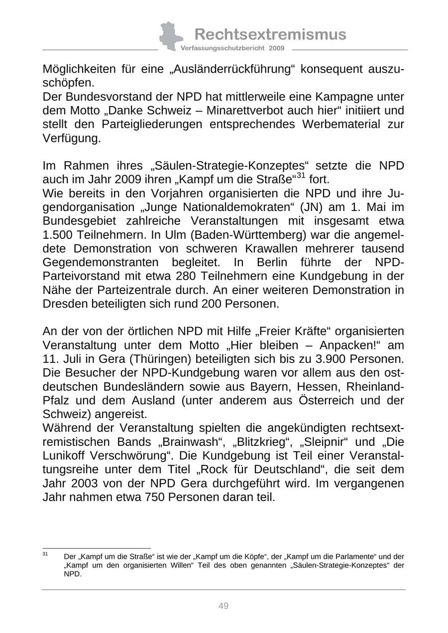 Seite 57 des Verfassungsschutzbericht 2009 Sachsen-Anhalt