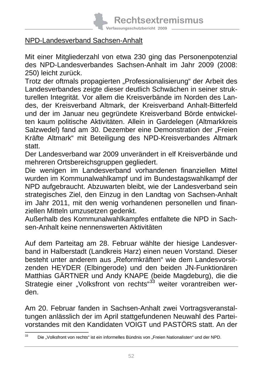 Seite 60 des Verfassungsschutzbericht 2009 Sachsen-Anhalt