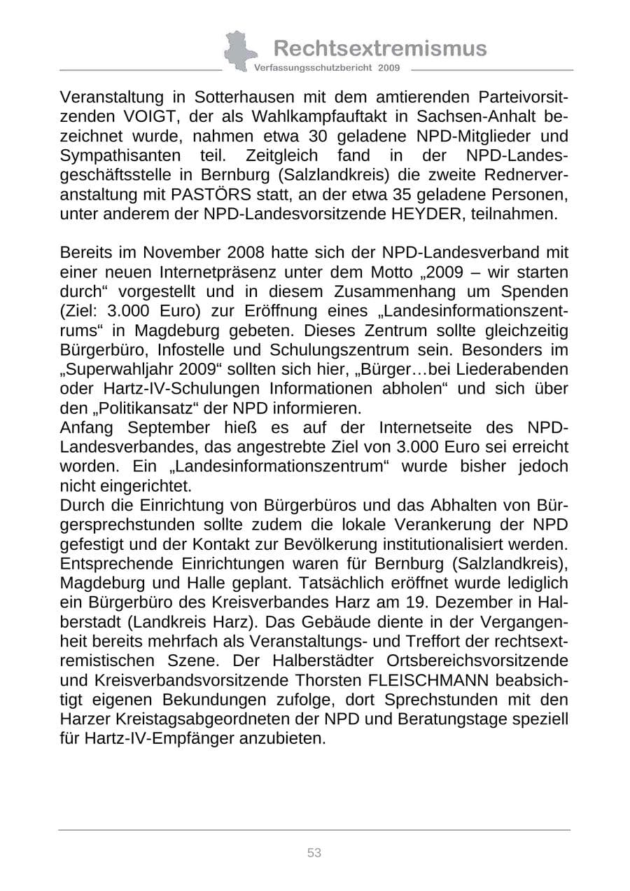 Seite 61 des Verfassungsschutzbericht 2009 Sachsen-Anhalt