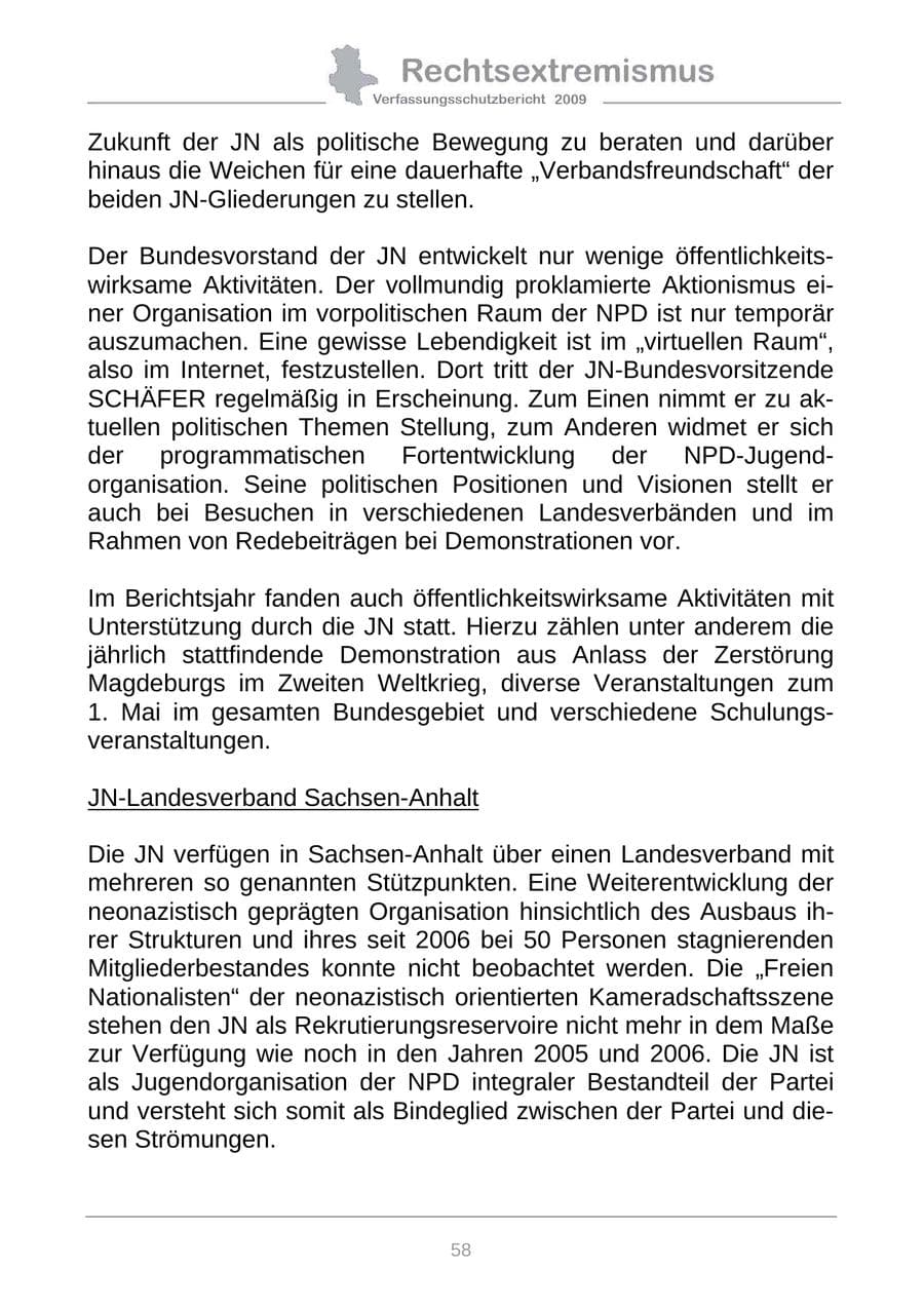 Seite 66 des Verfassungsschutzbericht 2009 Sachsen-Anhalt