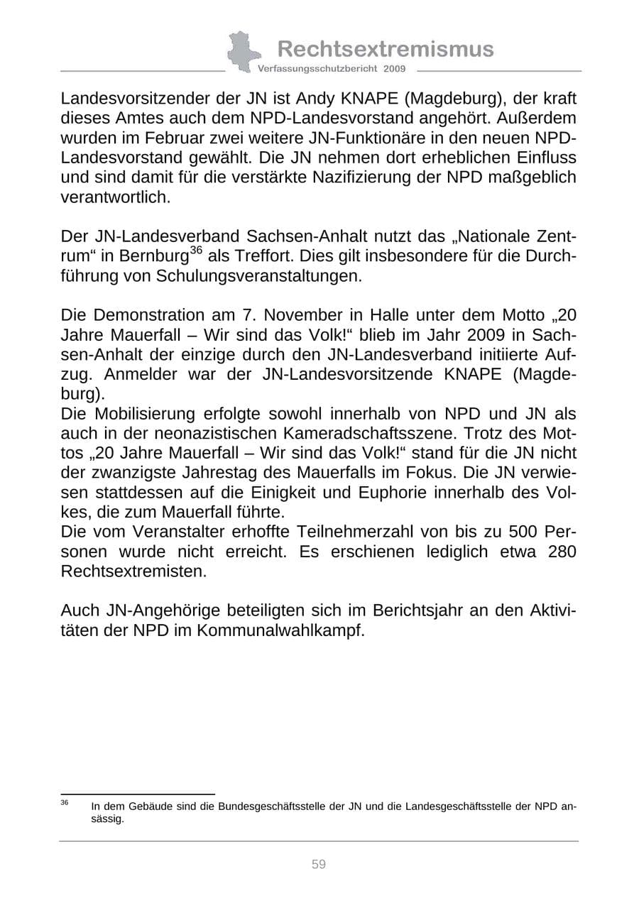 Seite 67 des Verfassungsschutzbericht 2009 Sachsen-Anhalt