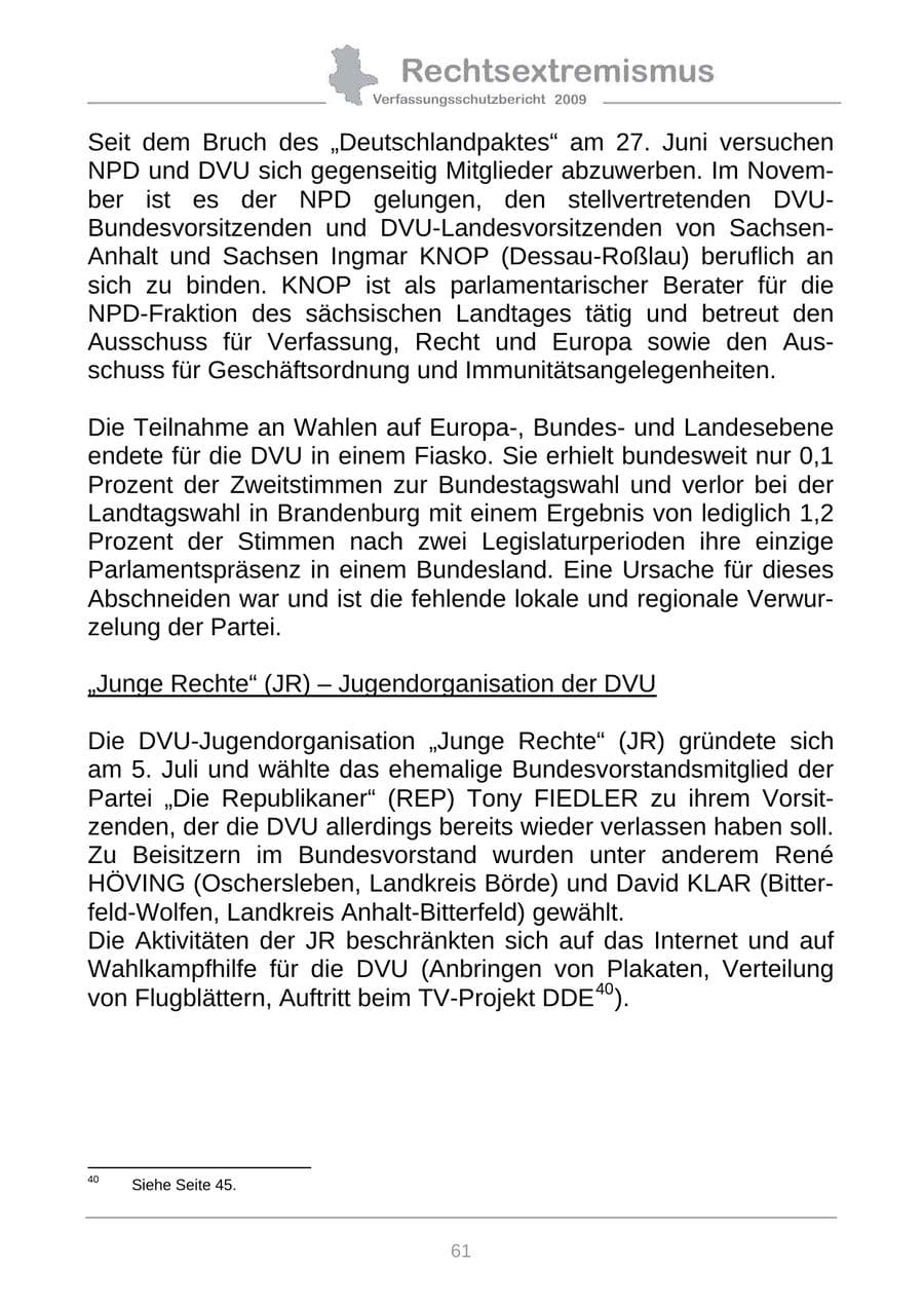 Seite 69 des Verfassungsschutzbericht 2009 Sachsen-Anhalt