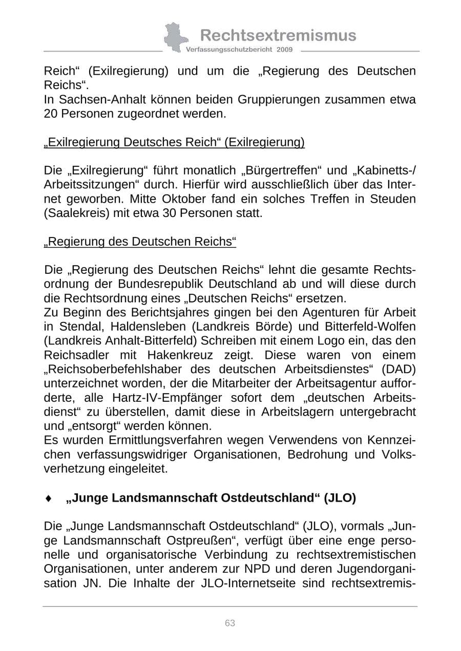 Seite 71 des Verfassungsschutzbericht 2009 Sachsen-Anhalt