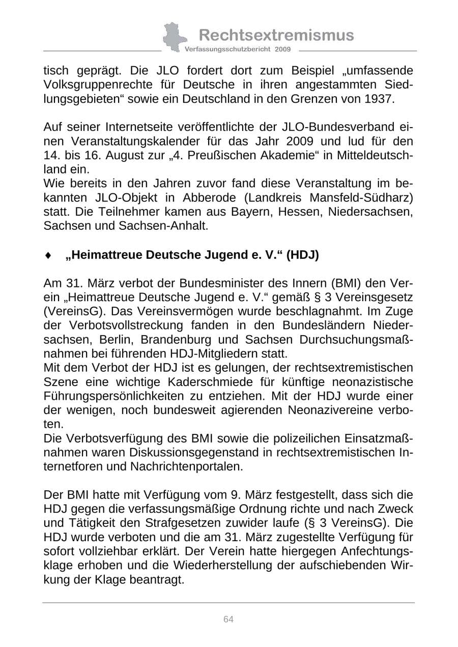Seite 72 des Verfassungsschutzbericht 2009 Sachsen-Anhalt