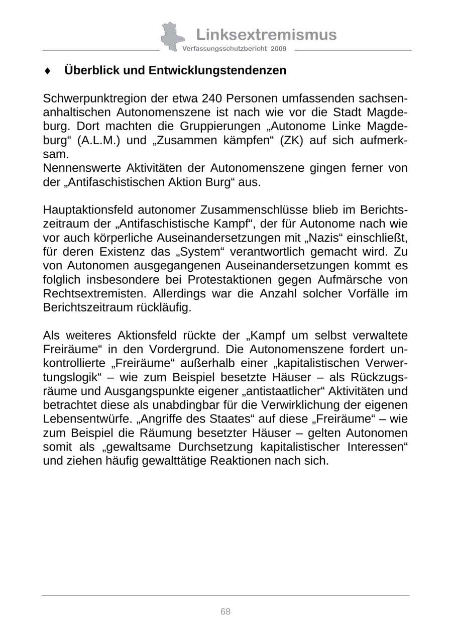 Seite 76 des Verfassungsschutzbericht 2009 Sachsen-Anhalt
